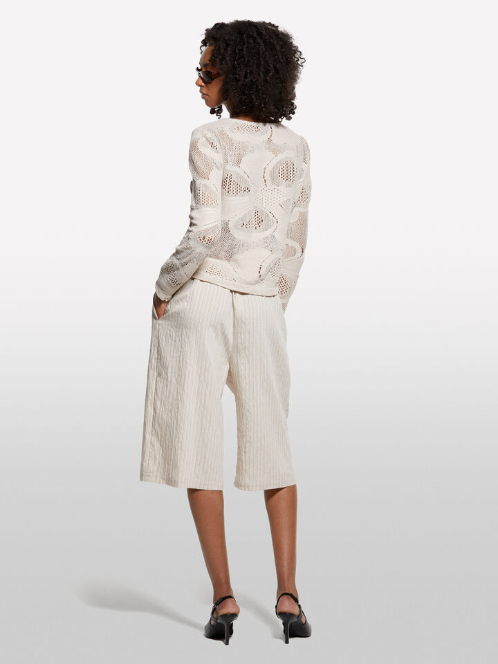 Bermudas branco nata riscadas - calças calções para mulher - Branco Nata | Sisley image number 2